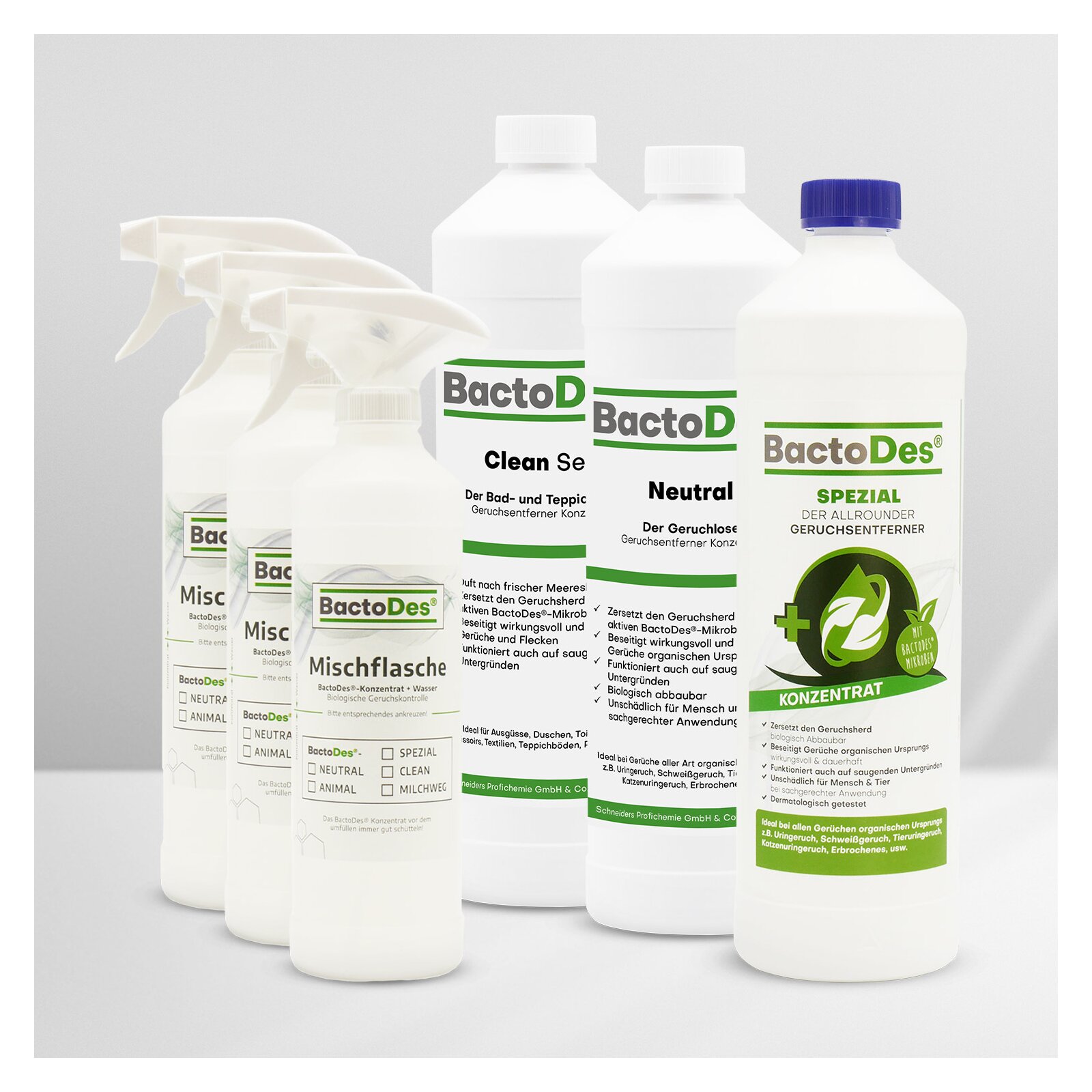 BactoDes Spezial günstig Kaufen-BactoDes-3-er-Set 'Clean-Spezial-Neutral' incl. 3 Misch- und Sprühflaschen. BactoDes-3-er-Set 'Clean-Spezial-Neutral' incl. 3 Misch- und Sprühflaschen <![CDATA[Dieses Set enthält folgende Produkte: BactoDes-Clean Sea 1Liter BactoDes-Spezial 1L